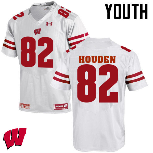 Wisconsin Badgers Youth #82 Henry Houden NCAA Under Armour Authentic White College Stitched Football Jersey HQ40U53JD
